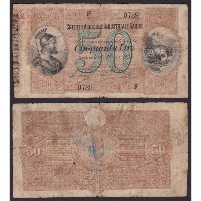 Credito Agricolo Industriale Sardo 50 Lire 1874