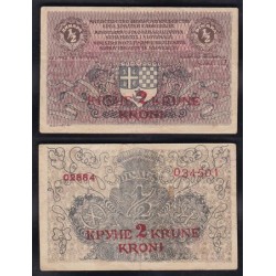 Yugoslavia 1/2 Dinara 1919 soprastampato 2 Krune