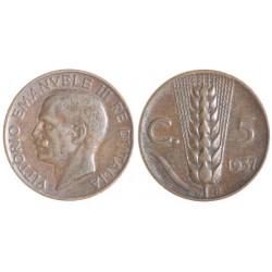 5 Centesimi 1937 Spiga