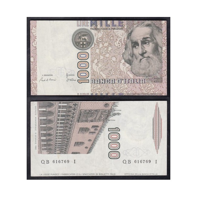 Biglietti di banca 1.000 Lire 1983 Marco Polo (errore nel taglio)