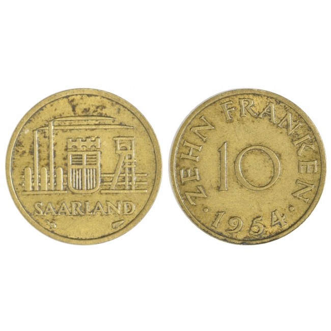 Saarland 10 Franken 1954
