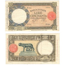 Biglietti di banca 50 Lire 1941 Lupetta - Fascio